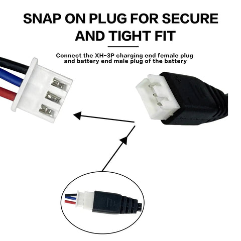 Detailed view of XH3Pin plug and connector on 7.4V USB Charger Cable For RC Cars Planes Tanks Boats and Toys with Battery Protection