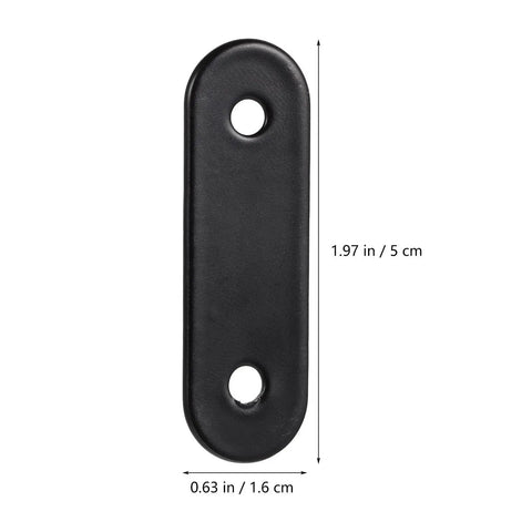 Heavy Duty Black Stainless Steel Brace Brackets For Wood Furniture And PCs, metal mending plate with two holes, dimensions shown