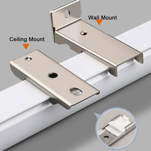 Heavy Duty Aluminum Curtain Track Set With Silent Sliding Rail For Drapes And Room Dividers Ceiling Or Wall Mounted Shower Curtain Rod Gold Finish Length Two Point Two Meters Supports Up To Forty KG Low Friction Smooth Glide, wall mount bracket
