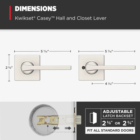 Interior Passage Door Lever For Closet And Hallway Doors, Reversible Non Locking Handle In Satin Nickel Finish With Microban Protection