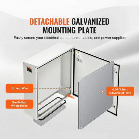 Beefy Carbon Steel Electrical Enclosure 12 By 10 By 6 Inches NEMA 4 Outdoor Weatherproof IP65 Hinged Junction Box with detachable plate