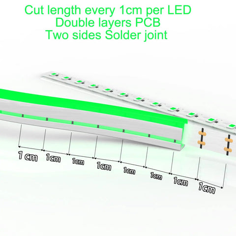 LED Neon Flex Strip Lights 16.4ft Waterproof Neon Rope Light Dimmable Dope 8x16mm Silicone Green Neon Tape Cuttable 1cm