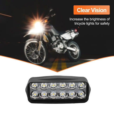 Bright E Bike LED Light for Electric Bikes and Tricycles, Universal 12V to 80V Conversion Lamp with 12 LEDs and 6W Power