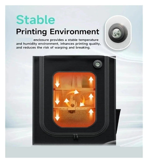 Large Size 3D Printer Enclosure With LED Light For A1 And A1 Mini, Protective Cover And Dust Shield, interior airflow visible