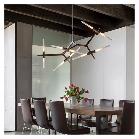 Modern Iron Pendant Light With Herringbone Pattern Dimmable LED Hanging Lamp For Contemporary Living And Dining Spaces Featuring Solid Black Frame Above Dining Table