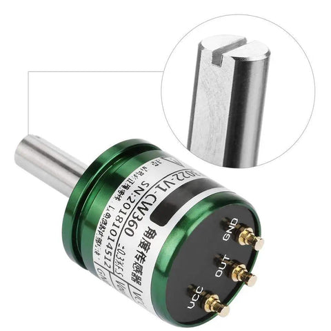 12-Bit Hall Angle Sensor With 0.088 Degree Resolution And 360 Degree Full Rotation 0-5V Analog Output Pro Grade High Precision Rotatable Hall Effect Position Sensor For Accurate Angular Measurement And Reliable Motion Control, metal shaft and terminals