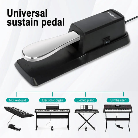 Universal Sustain Pedal For Digital Pianos, Electronic Keyboards, MIDI Keyboards, And Synthesizers With Polarity Switch shown