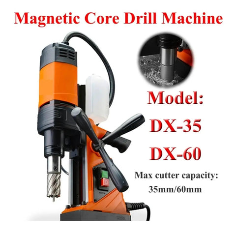 Get The(dx35 Magnetic Core Drill With 1500W Power For Super Fast Annular Cutter Holes On Metal showing model DX-35 with cutter capacity.