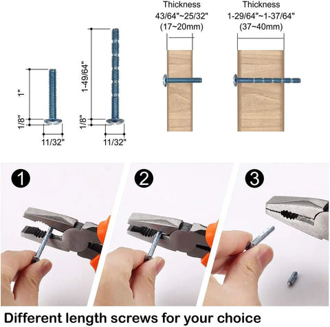 Diagram of screws with measurements for installation of Brushed Gold Cabinet Knobs 10 Pack Zinc Drawer Dresser Pulls