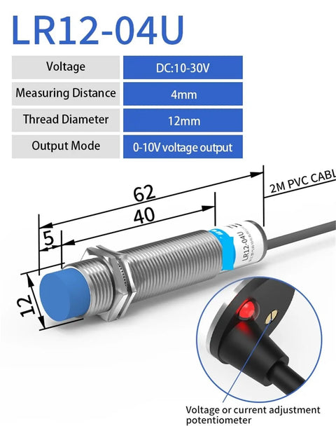 Analog Linear Displacement Proximity Sensor With 0-10V Or 4-20mA Output Inductive Switch Metal IP67 Body M12 M18 M30