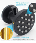 2 Inch Brass Shower Body Spray Jets With Independent On Off Switch And 360 Degree Rotation Matte Black Wall Mount Massage Spa Jet Dual Function Flow Control And Adjustable Spray Face For Targeted Hydromassage, matte black shower jet with silicone nozzles and brass construction.