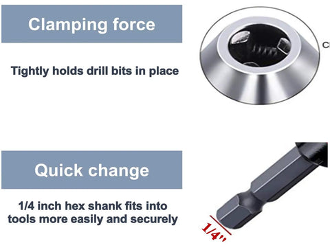 Keyless Chuck Adapter For Impact Driver, 2 Pack, Quick Change One Quarter Inch Hex Shank, Clamping force and quick change
