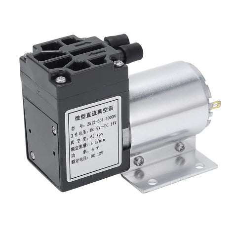 Dc 12V Mini Vacuum Pump With Quiet Operation Oil-Free Design For Sampling Instruments, aluminum body, compact size, lab use.