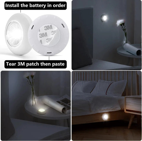 5 Pack LED Battery Powered Wireless Night Light Sticks Tap On Touch Lamp for closets, bedside use, adhesive installation