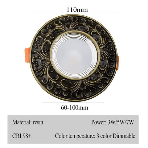 Top Shelf Retro Led Downlight 6 Pack Recessed Ceiling Lights Featuring Butter Smooth Baffle Trim, ornate design, resin material.