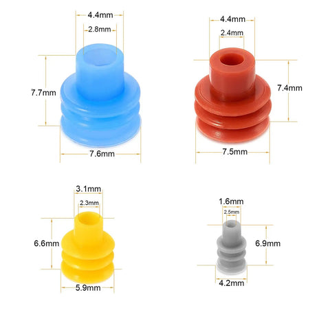 600 Pack Of Durable Weather Pack Connector Wire Seals With Metric Cavity Plugs For 12 To 24 Gauge Wiring Projects, color coded sizes