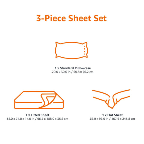 3-piece sheet set includes flat sheet, fitted sheet, and standard pillowcase for Fresh Threads Super Soft Microfiber Twin Bed Sheet Set.