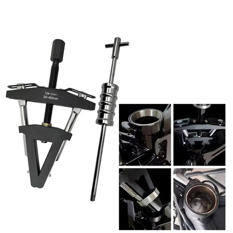 Pro Level Motorcycle Steering Column Race Puller Tapered Bearing Complete Disassembly Kit Heavy Duty Metal Hand Tool Real Talk Gear For Car Shop Mechanics And DIY Crews Who Want To Fix It Up Good And Make That Engine Sing Again. 30-60mm metal puller set