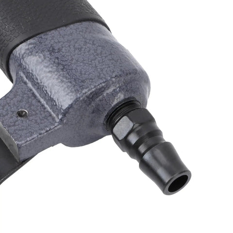 Smooth Operator Pneumatic Brad Nailer For Wood Framing And Fine Craftsmanship With 100 Shot Capacity close-up of air inlet connector.
