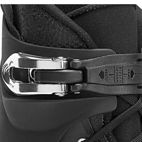 Close-up of buckle on M12 UFS Inline Skates For Men Size 10 UK 45 EU With 2 Central Grind Wheels Durable Polyurethane Shell And Recycled PVC Build