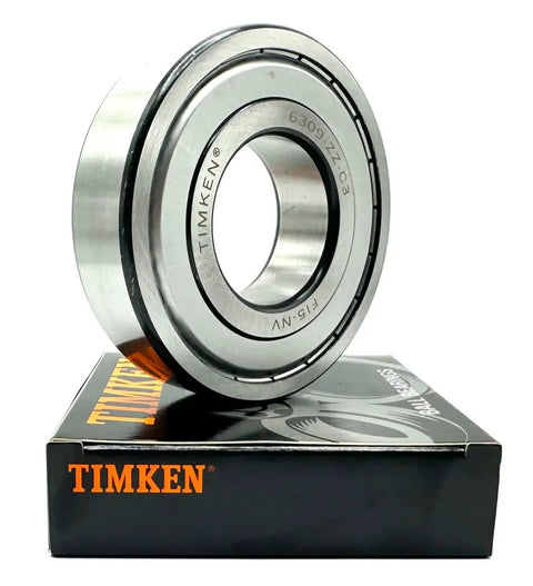 Top Shelf 6309 Zz Metal Shielded Deep Groove Ball Bearing 45 Mm Bore on display with a sturdy box.