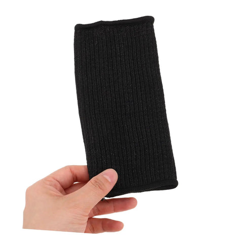 Heavy Duty Thorn Protective Arm Sleeves Cut Resistant Guard For Farm Chores And Yard Work shown being held demonstrating elastic fit.