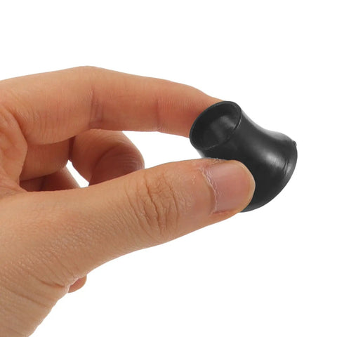 Top Shelf Black Plastic Umbrella Tip Protector Caps For Long Handle Canes And Patio Parasols shown in hand, durable polymer material.