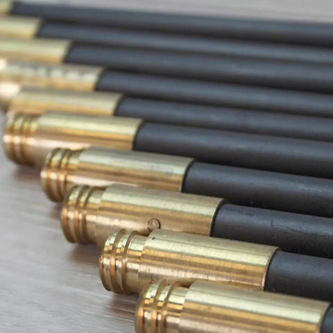 Heavy Duty Drain Cleaning Rods 9 Meters Long With Ten Flexible Interlocking Tubes Rust Proof Brass Couplings close-up.