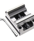 Heavy Duty Fourth And Fifth Axis Selfcentering Bench Vise With Pneumatic Workholding Design For Cnc Machining Shop Projects showing steel construction and clamping setup.