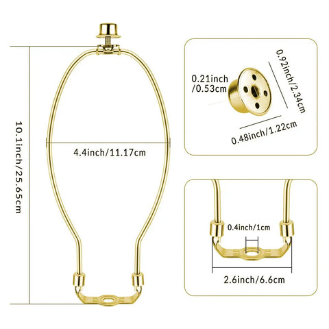 10 Inch U Shaped Lamp Harp with polished brass details, includes saddle clips for secure fit. Snag These Tough 10 Inch U Shaped Lamp Harps To Secure Wobbly Table Lamps Fast Featuring Dependable Saddle Clips And Knockout Finial Caps For A Damn Nice Finish.