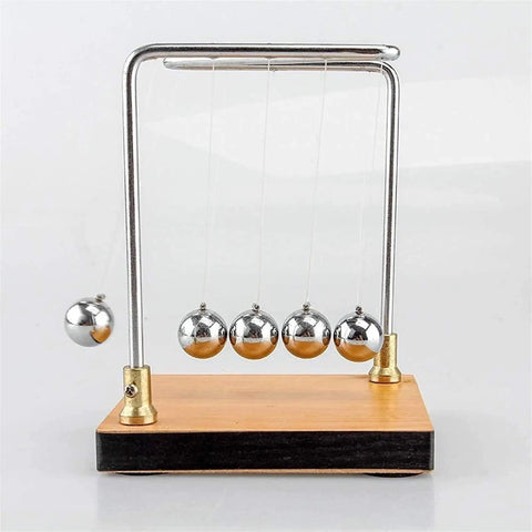 Hands On Newton Collision Ball Pendulum Lab Kit For Momentum And Kinetic Energy Conservation, iron balls on wooden base