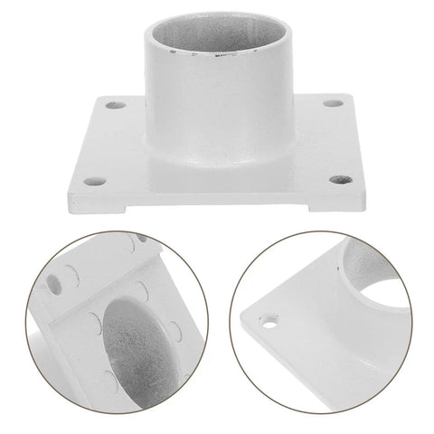 Heavy Duty Steel Dryer Equipment Outlet Fitting Flange With Anti Slip Base Support. White industrial discharge connector.