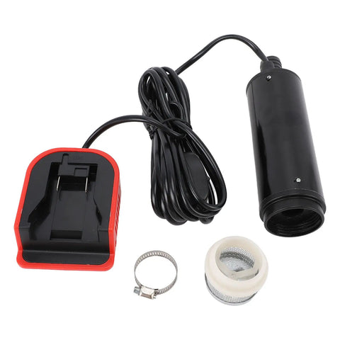 Jiawu Electric Sewage Pump For Pool Garden Well accessories including charger, hose clamp, and sediment strainer for efficient use.