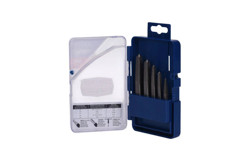 Heavy Duty Square Screw Extractor Set For Pulling Broken Bolts Slick Zero Sweat Design with five precision extractors in case.