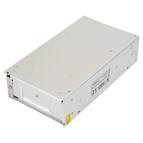 Durable 12V 30A LED Switching Power Supply Adapter With Aluminum Alloy Case Heavy Duty Power Driver For Industrial Equipment Home Appliances And Mechanical Instruments Efficient Dual Cooling, silver housing