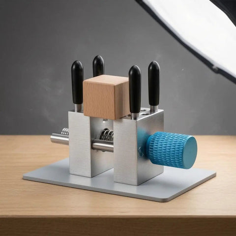 Miniature Bench Vise For Precision Crafting And Hobby Projects, Aluminum Alloy Clamp Vise With Smooth Screw, Handy Tiny Clamp Tool For Delicate Parts, Durable Black Vise holding a small wood block