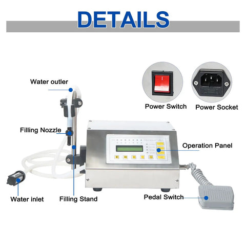 Liquid Filling Machine With Digital Control And LCD Touch Screen Right On Point Fill From 5ml To 3500ml Automatic Counting