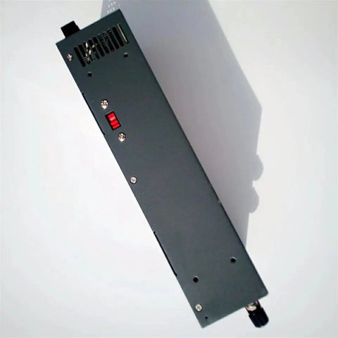 Side view of 15V 80A 1200W Switching Power Supply for CNC Machines CCTV Systems and LED Lighting with vents and switch