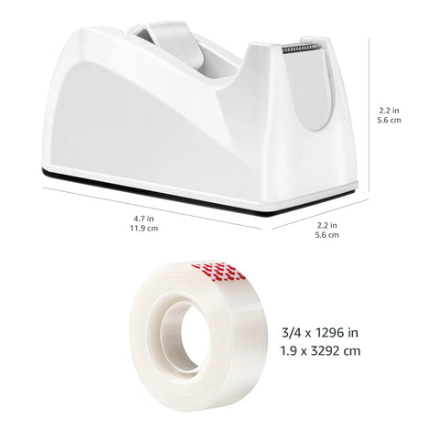 Solid Grip Invisible Tape With Smooth Matte Dispenser And Sixteen Heavy Duty Refill Rolls Zero Shine Finish Ideal For Paper Arts And Daily Tasks A Flat Out Winner, showing dispenser and roll dimensions.