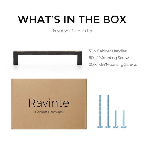 Five Inch Center To Center Slim Square Bar Cabinet Handles 30 Pack Oil Rubbed Bronze Kitchen Drawer Pulls contents box