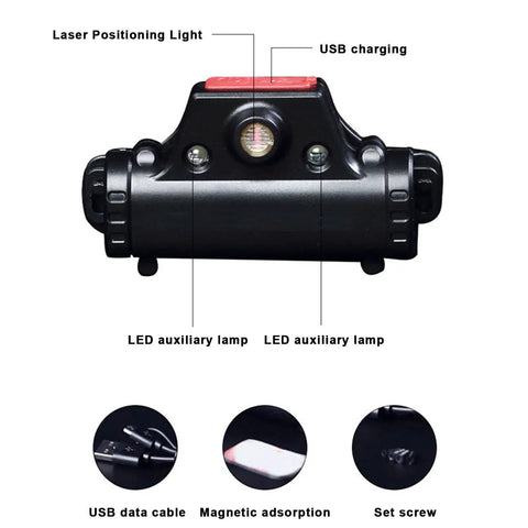 Precision Infrared Wheel Balancer Locator For Dead Nuts Precise Counterweight Targeting showing laser light, USB charging, and LED lamps.
