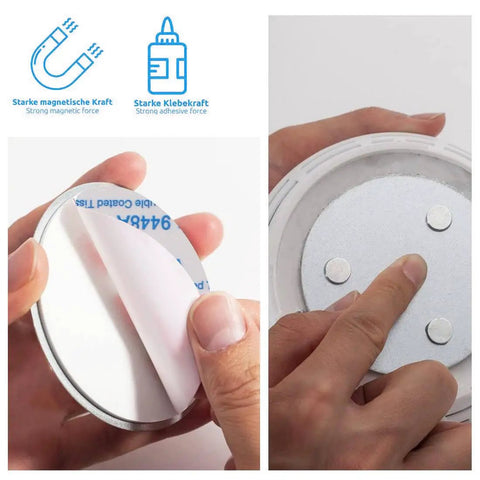 Close-up of No Drilling Magnetic Smoke Alarm Mounts 3 Pack With Adhesive Pads For Quick Mess Free Ceiling Install Easy Magnetic Holder