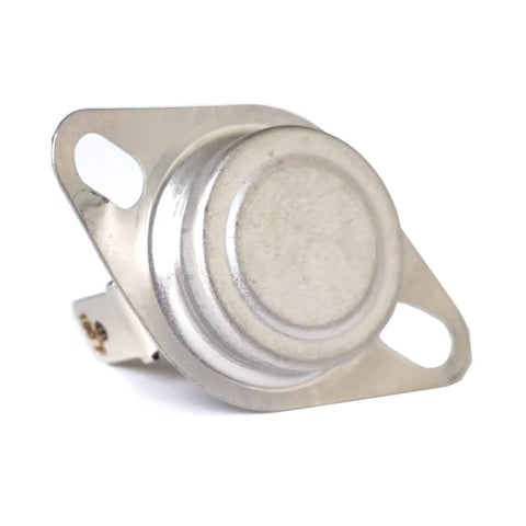 Drop In Limit Switch For RV Furnace 190F With Three Sixteenths Inch Terminals Replacement Part 31091, silver safety device side view.