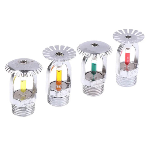 One Piece Workhorse Spray Sprinkler Head For Fire Extinguishing Rig With Reliable 57 68 79 93 Degree Ratings And 20mm Downward Port For Solid Protection - four chrome sprinkler heads with colored thermal glass bulbs