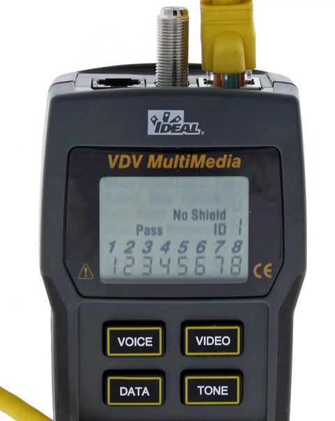 Pro Grade Multimedia Cable Tester With LCD Screen for quick wiremap checks of low voltage and data cables, pin display view