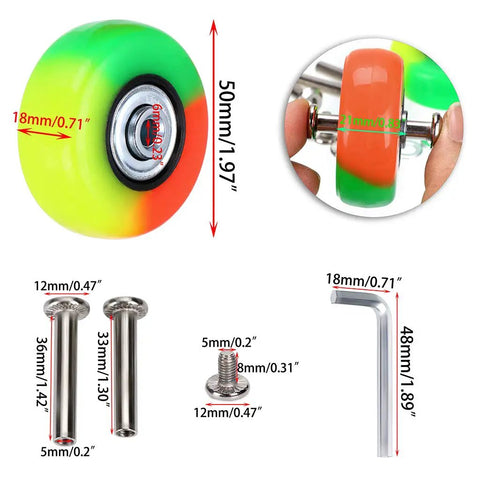 Heavy Duty 50Mm Luggage Replacement Wheels Featuring 18Mm Wide Rim Rock Solid Ball Bearings And Hassle Free Mounting Kit For Smooth Suitcase Travel Repair and tools.