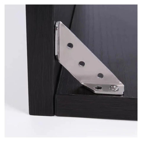 Beefy Heavy Duty Stainless Steel Angle Brackets 4 Pack for Shelves and Wall Mounts, shown supporting shelf, scratch resistant