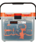 20V Max Cordless Drill With 64-Piece Home Toolkit in translucent portable toolbox, super handy for quick DIY projects and repairs