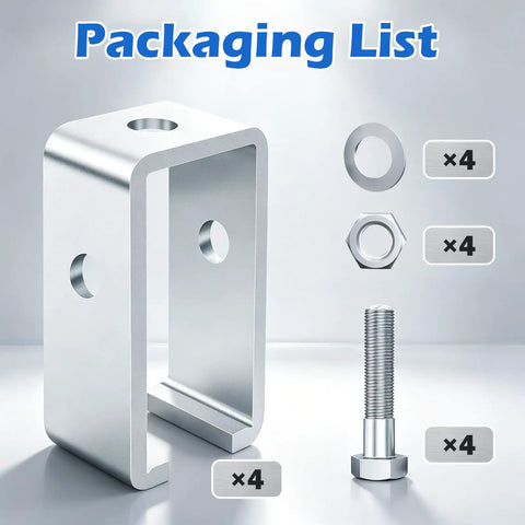 Heavy Duty Strut Channel Trolley Track Hanger And Unistrut Bracket For 1-5/8 Inch Tracks with bolts and washers, 4 pack.