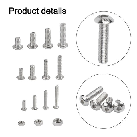 M3 304 Stainless Hex Socket Head Cap Screws And Nuts Kit, 150 Pcs Each, product details with screws and nuts in various sizes